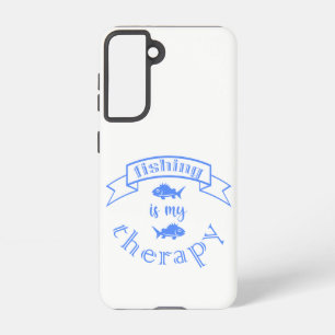 Banner ribbon quote Fishing is my therapy Samsung Galaxy S21 Case