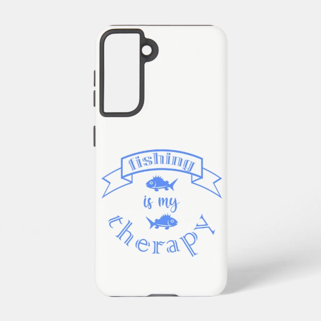 Banner ribbon quote Fishing is my therapy Samsung Galaxy Case (Back)