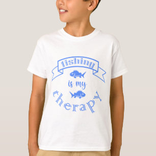 Banner ribbon quote Fishing is my therapy T-Shirt