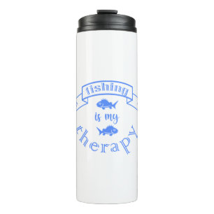 Banner ribbon quote Fishing is my therapy Thermal Tumbler