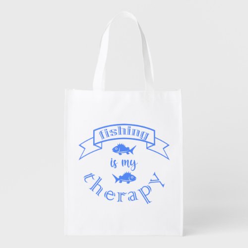 Banner ribbon quote Fishing is my therapy Tote Bag