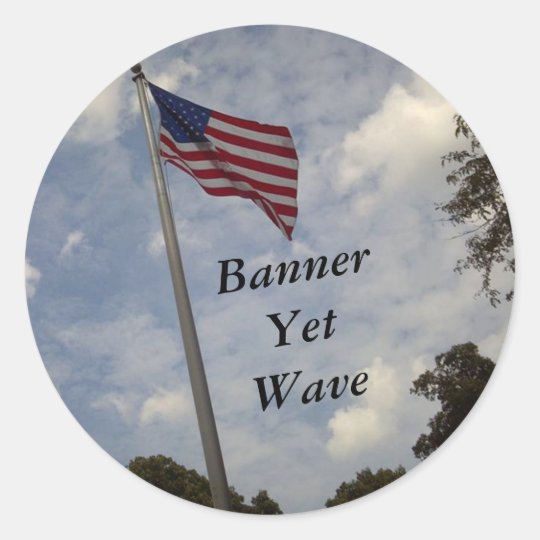 Banner Yet Wave American Flag Sticker Zazzle Com
