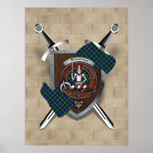 Bannerman Clan Badge Crossed Swords Poster 18x24 (Front)