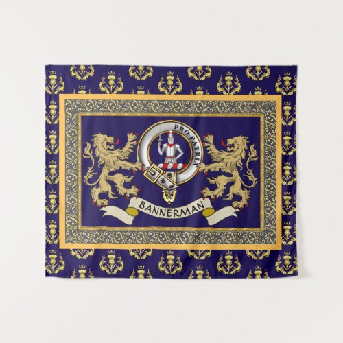 Bannerman Clan Badge Personalized Blue Tapestry