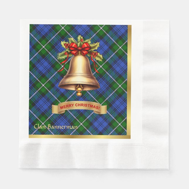 Bannerman Personalized Tartan Christmas Napkins (Front)