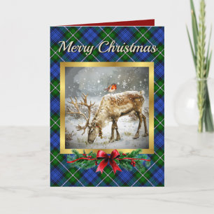 Bannerman Stag & Robin Tartan Personalized Holiday Card