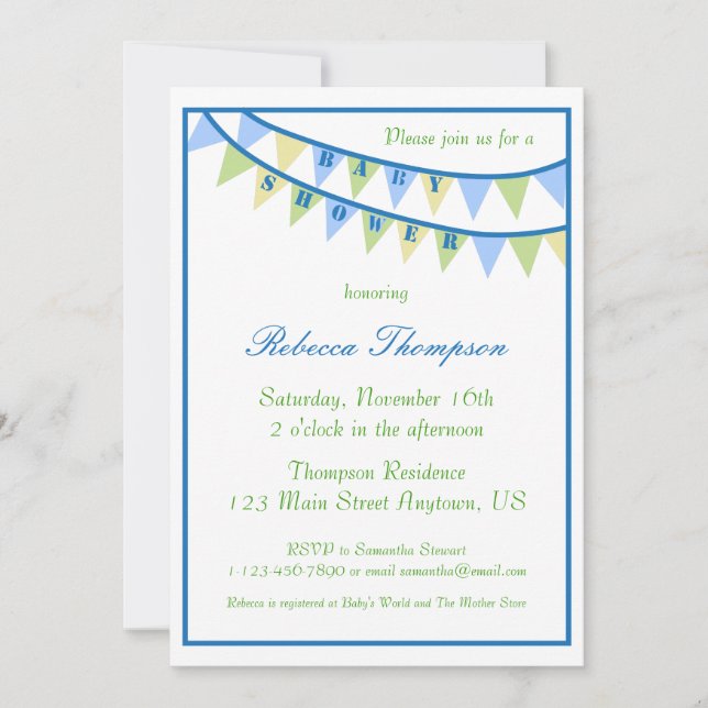 Banners Baby Shower Invitation (Front)