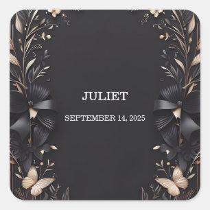 Banners Bows Satin Ribbon Cutting Bridal Shower Square Sticker