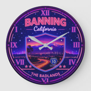 Banning California Neon Mountain  Large Clock