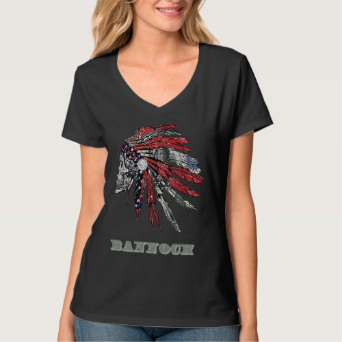 Bannock Native American Indian Flag Money Headress T_Shirt