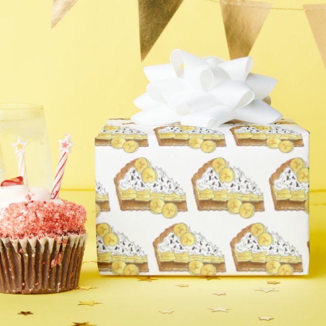 Banoffee Banana Toffee Pie Slice UK British Food Wrapping Paper (Birthday Party)