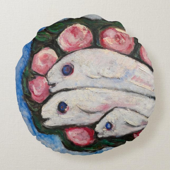 Banquet in Silence, 1935-1936 by Marsden Hartley Round Pillow (Back)