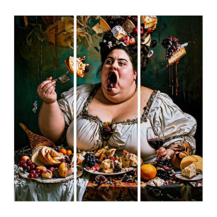 "Banquet of Chaos" Surreal Colourful Artwork Triptych