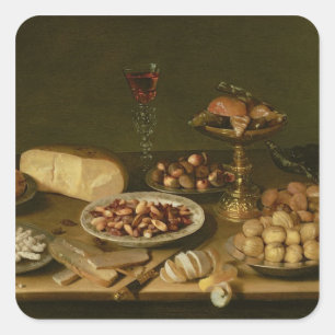 Banquet still life square sticker