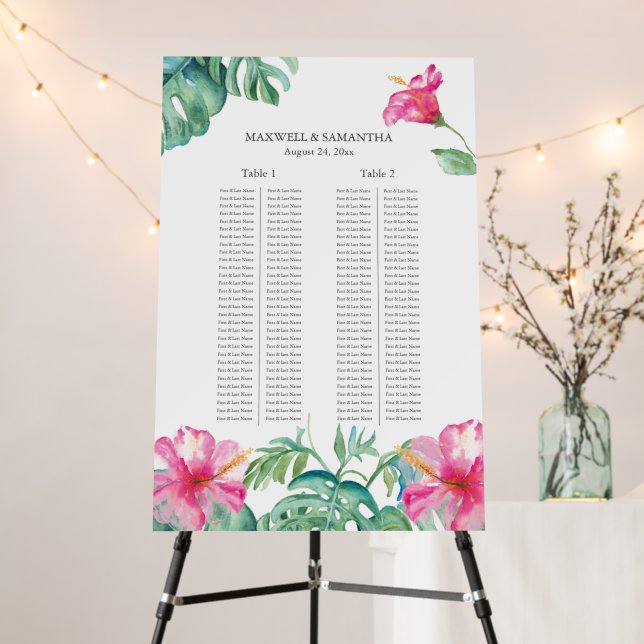 Banquet Table Floral Seating Chart Template Foam Board (In Situ (Stand))