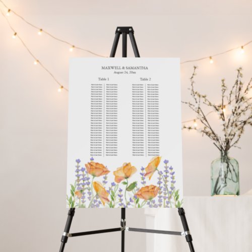 Banquet Wildflower Theme Wedding Seating Chart Foam Board