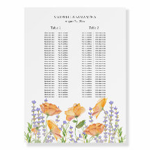 Banquet Wildflower Theme Wedding Seating Chart