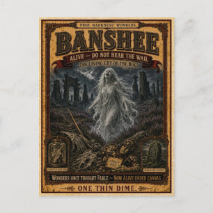 Banshee, Vintage Circus Monster Postcard