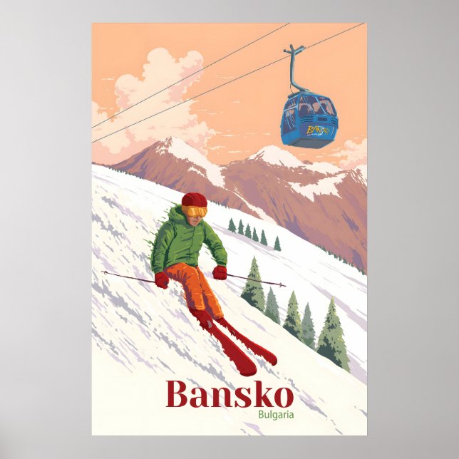 Bansko Bulgaria Ski Resort Travel Poster (Front)