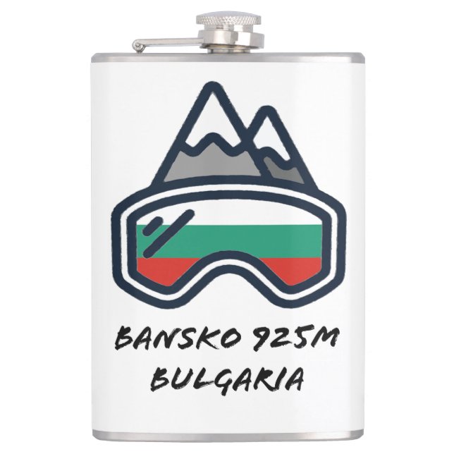 Bansko Ski Snowboard Resort Mug Flask (Front)