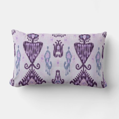 Bansuri Ikat Print Lumbar Throw Pillow Purple Lumbar Pillow