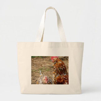 Bantam Hen and Rooster Large Tote Bag