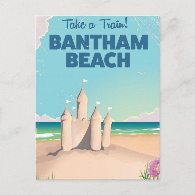 Bantham Beach Devon retro travel poster Postcard (Front)