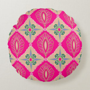 bantul batik in various colors, Batik is a techniq Round Pillow