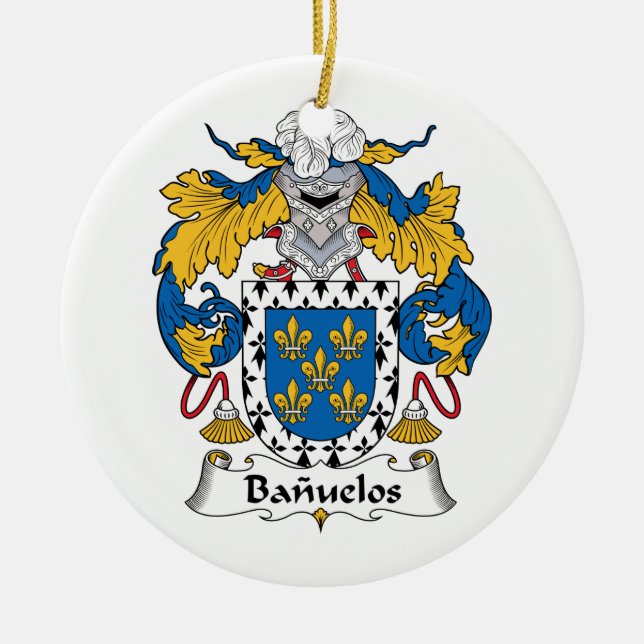 Banuelos Family Crest Ceramic Ornament (Front)