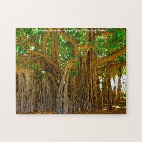 Banyan Tree Honolulu HawaiI Christmas Greetings Jigsaw Puzzle