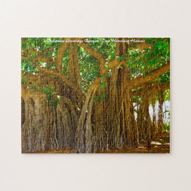 Banyan Tree Honolulu HawaiI. Christmas Greetings Jigsaw Puzzle (Horizontal)