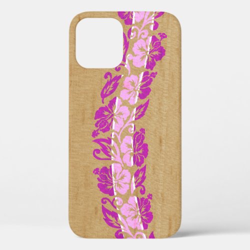 Banyans Hawaiian Hibiscus Faux Wood Surfboard Pink iPhone 12 Pro Case