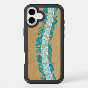 Banyans Hawaiian Hibiscus Faux Wood Surfboard iPhone 16 Plus Case