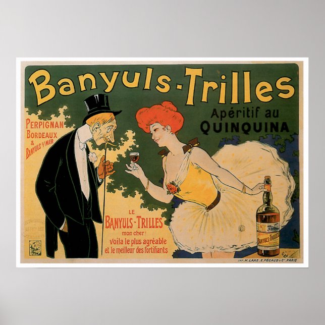 Banyuls Trilles Vintage Wine Drink Ad Art Poster (Front)