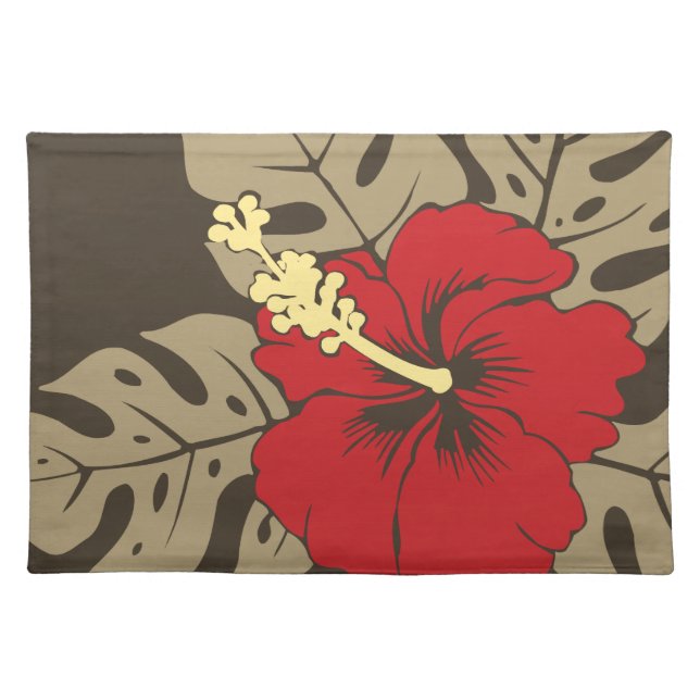 Banzai Beach Hawaiian Hibiscus Dinner Placemats (Front)