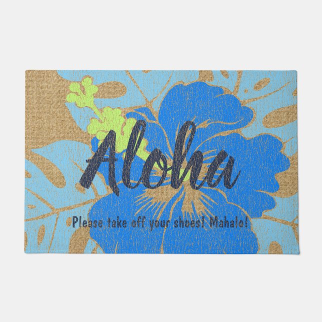 Banzai Beach Hawaiian Hibiscus Floral Aloha Doormat (Front)