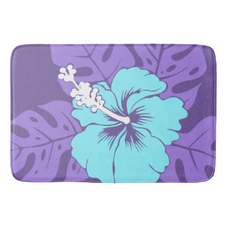 Banzai Beach Hawaiian Hibiscus Floral Bathroom Mat