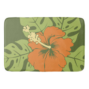Banzai Beach Hawaiian Hibiscus Floral Bathroom Mat