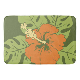Banzai Beach Hawaiian Hibiscus Floral Bathroom Mat