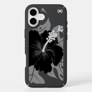 Banzai Beach Hawaiian Hibiscus Floral - Black iPhone 16 Plus Case
