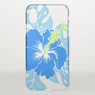 Banzai Beach Hawaiian Hibiscus Floral - Blue iPhone X Case