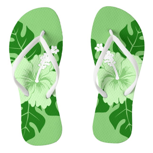Banzai Beach Hawaiian Hibiscus Floral Flip Flops (Footbed)