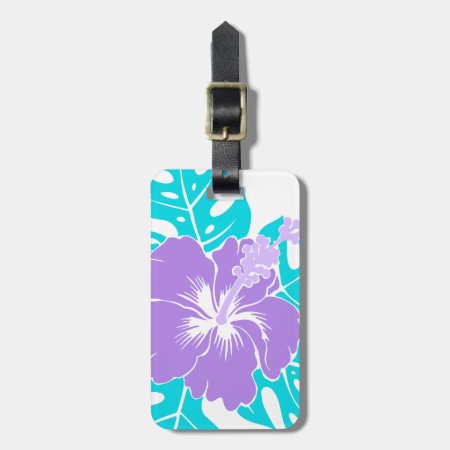 Banzai Beach Hawaiian Hibiscus Floral Luggage Tag