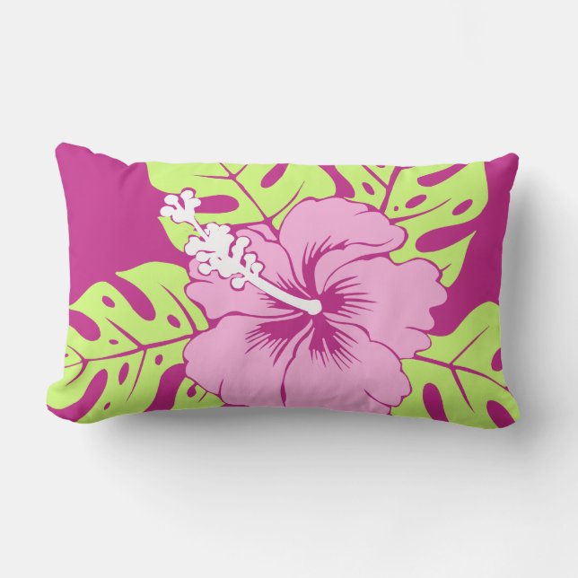 Banzai Beach Hawaiian Hibiscus Lumbar Pillows (Front)
