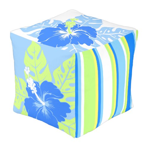 Banzai Beach Hawaiian Hibiscus Reversible Pouf