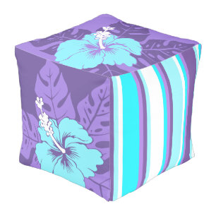 Banzai Beach Hawaiian Hibiscus Reversible Pouf