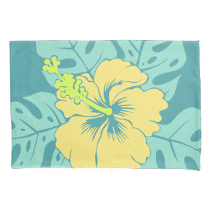Banzai Beach Hawaiian Hibiscus Reversible Stripe Pillow Case