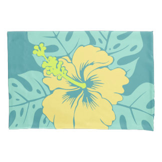 Banzai Beach Hawaiian Hibiscus Reversible Stripe Pillow Case