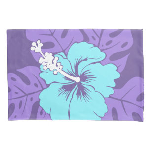 Banzai Beach Hawaiian Hibiscus Reversible Stripe Pillow Case