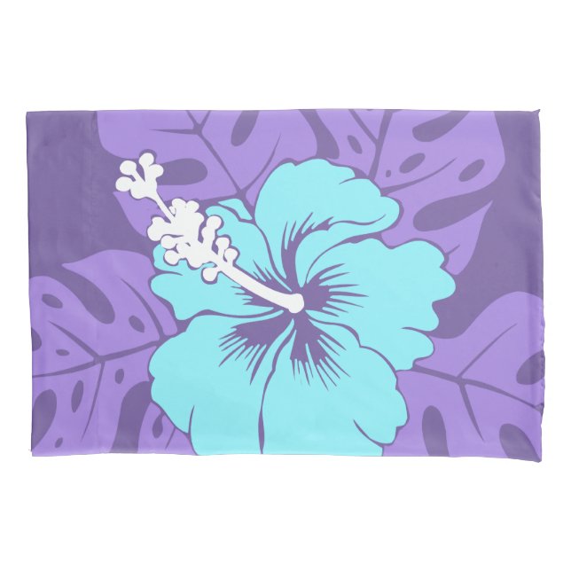 Banzai Beach Hawaiian Hibiscus Reversible Stripe Pillow Case (Front)
